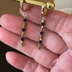 Elegant Gold and Black Beaded Earrings